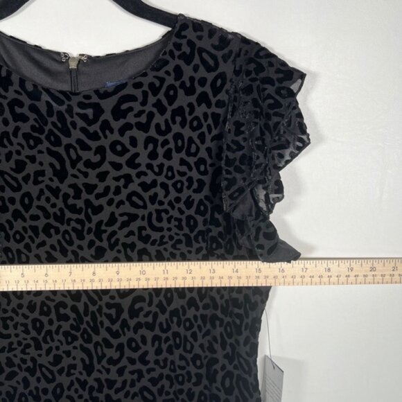 NWT TOMMY HILFIGER Flutter Short Sleeve Velvet Leopard Print Sheath Dress Sz 8 - Picture 10 of 15